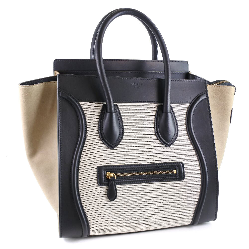 Celine Luggage Canvas Suede Gray Handbag